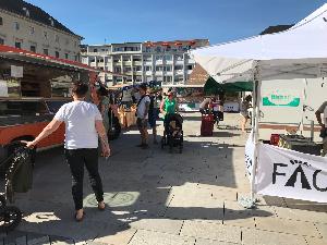 Karlsruhe: Klimafreundliches Lastenrad auf dem Abendmarkt